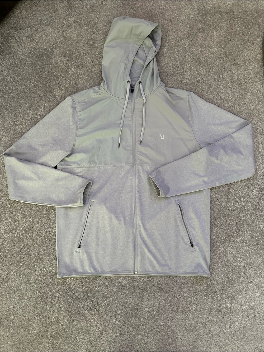 Men's Vuori Sunday Element Jacket- Hooded Full-Zip Jacket - Heather Gray